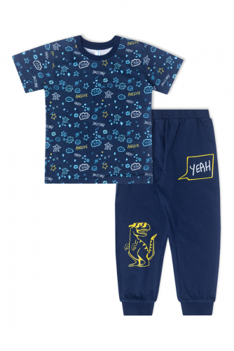Пижама для мальчика Тёмно синий (надписи) (Кулирка 100% хлопок)