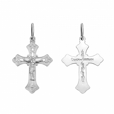 1-037-8 крест из серебра штампованный родированный