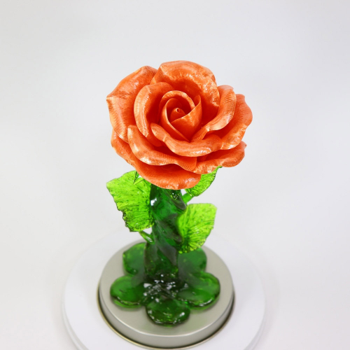 СКИДКА! Карамельная роза средняя пылко- оранжевая в тубе