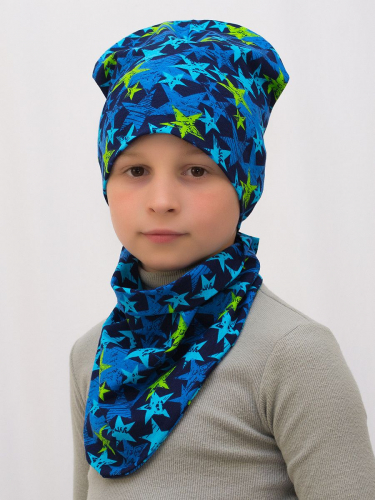 Комплект для мальчика шапка+бактус Звездное небо, размер 46-48; 48-50; 50-52, хлопок 95%