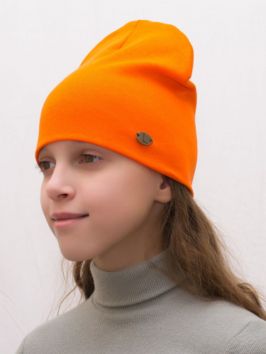 Шапка для девочки (Цвет оранжевый), размер 46-48; 48-50; 50-52; 52-54, хлопок 95%