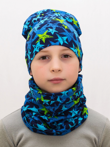 Комплект для мальчика шапка+снуд Звездное небо, размер 48-50, хлопок 95%