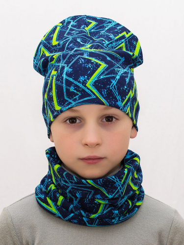 Комплект для мальчика шапка+снуд Зигзаг, размер 48-50; 52-54; 54-56, хлопок 95%