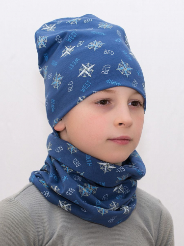 Комплект для мальчика шапка+снуд Компас, размер 50-52; 54-56, хлопок 95%