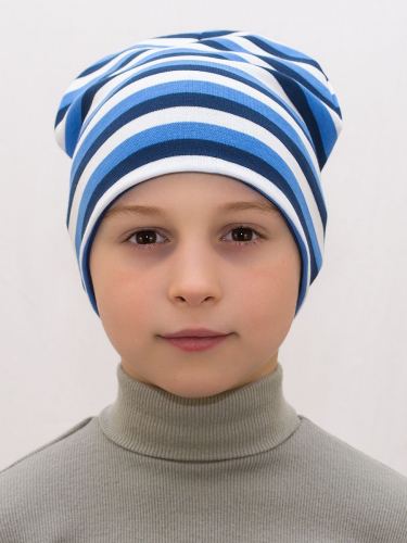 Шапка для мальчика Полоса синяя, размер 50-52, 54-56, хлопок 95%
