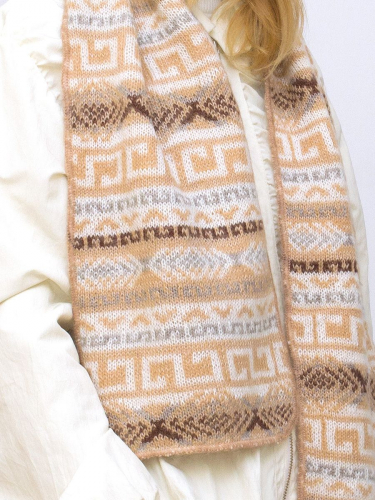 Комплект зимний женский шапка+шарф Альбина (Цвет бежевый), размер 56-58, шерсть 50% , мохер 30%