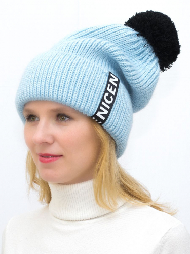 Комплект зимний женский шапка+снуд Айс (Цвет голубо-бирюзовый), размер 56-58, шерсть 30%