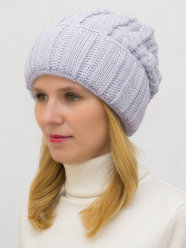 Комплект зимний женский шапка+снуд Марта (Цвет лавандовый), размер 56-58, шерсть 30%