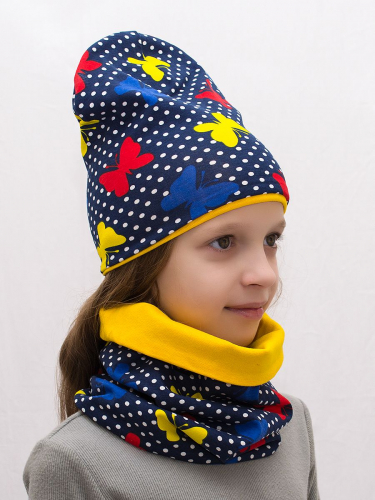 Комплект для девочки шапка+снуд Бабочки, размер 50-52, хлопок 95%