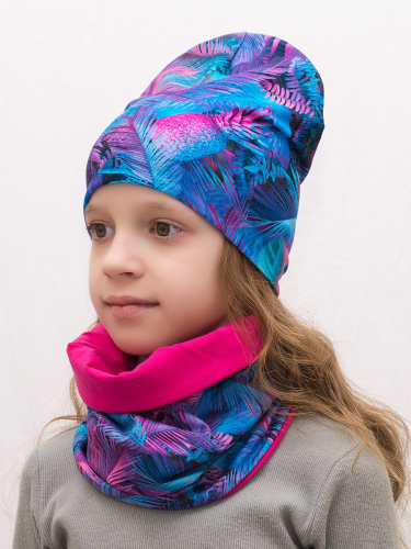 Комплект для девочки шапка+снуд Тропики, размер 48-50, хлопок 95%