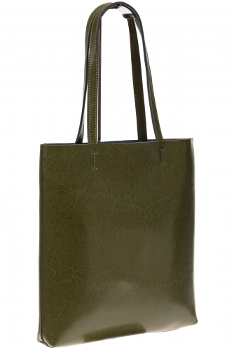 Кожаная сумка-пакет зеленого цвета