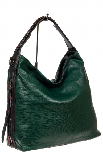 Большая сумка шоппер из искусственной кожи, цвет зеленый