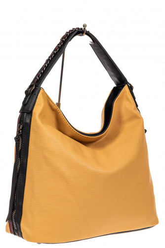 Большая сумка шоппер из искусственной кожи, цвет желто-коричневый