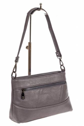 Классическая женская сумка из искусственной кожи, цвет серый металлик