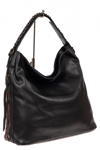 Большая сумка шоппер из искусственной кожи, цвет черный