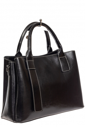 Каркасная сумка из натуральной кожи, цвет чёрный