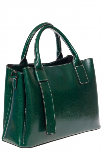 Каркасная сумка из натуральной кожи, цвет зелёный