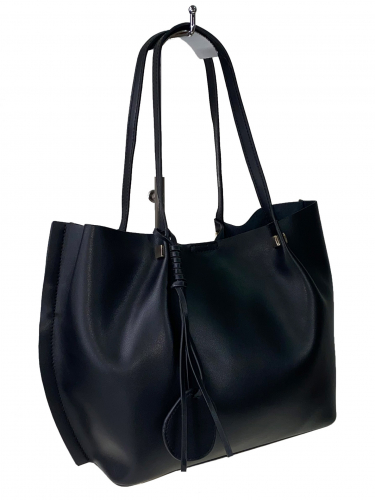 Кожаная сумка с подвеской, цвет чёрный