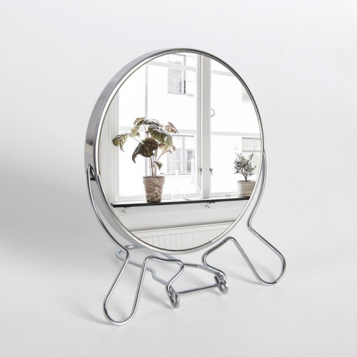 Зеркало складное-подвесное, двустороннее, с увеличением, d зеркальной поверхности — 11 см, цвет серебряный
