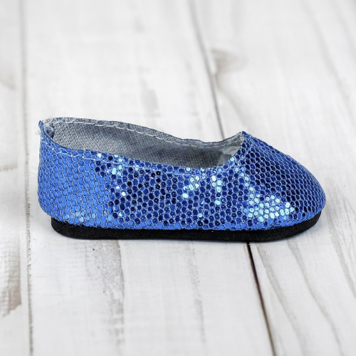 Туфли для куклы «Блёстки - кругляши», длина стопы: 7 см, цвет синий