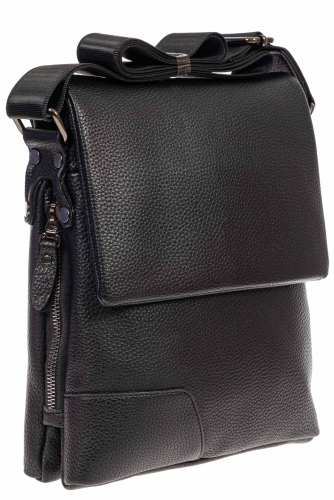 Мужская сумка-планшет из фактурной натуральной кожи, цвет чёрный