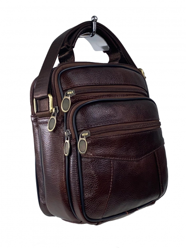 Мужская сумка из фактурной натуральной кожи, цвет коричневый