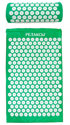 Акупунктурный коврик с валиком в чехле, цвет зеленый