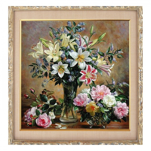 Алмазная мозаика «Вазы с цветами» 40-40см, 40 цветов