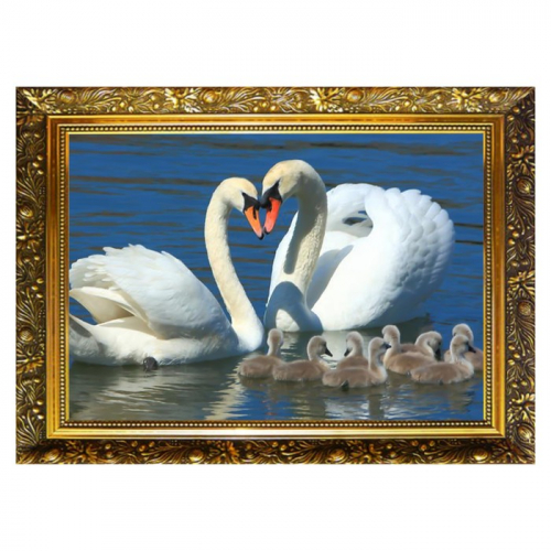 Алмазная мозаика «Лебединая семья» 29,5×20,5см, 24 цвета