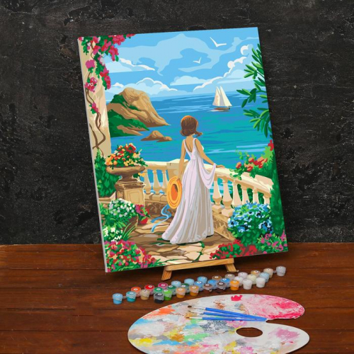 Картина по номерам на холсте с подрамником «Девушка у моря» 40х50 см