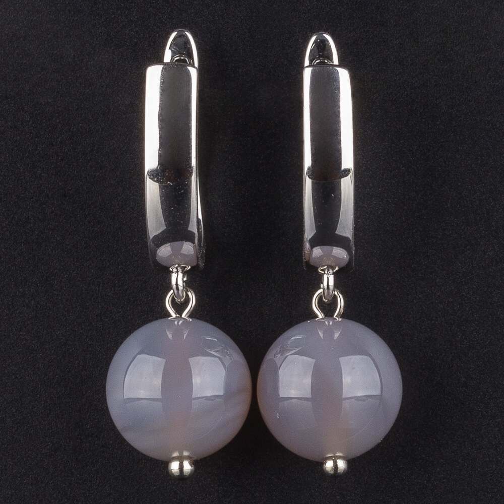 Радуга Самоцветов Серьги из серого Агата