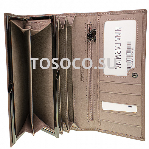 nf-9281-a pink кошелек Nina Farmina натуральная кожа 9x19x2