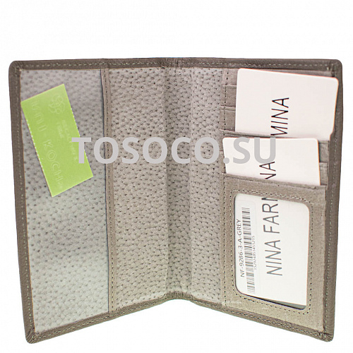 nf-9286-3-a gray обложка для документов Nina Farmina натуральная кожа 12x14x2