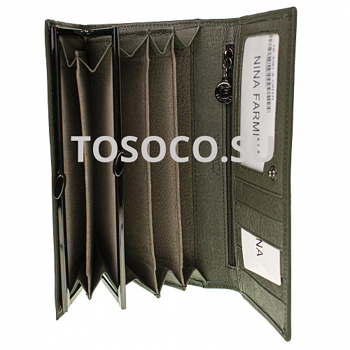 nf-9281-a green кошелек Nina Farmina натуральная кожа 9x19x2