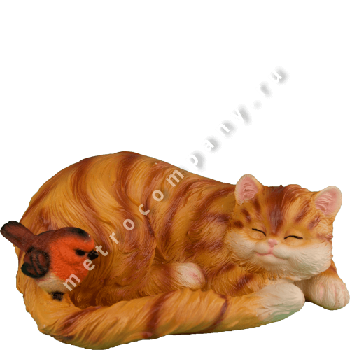 Фигура Кошка спящая с птичкой 12481(13*29см)