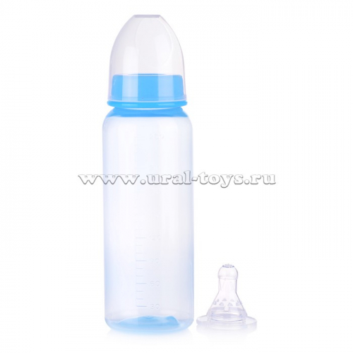 Бутылочка цветная с силиконовой соской молочной, 250 мл