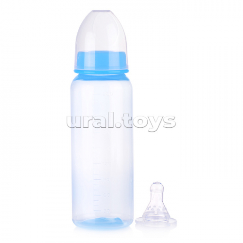 Бутылочка цветная с силиконовой соской молочной, 250 мл