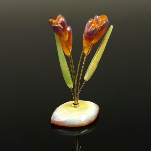 Сувенир «Крокусы», 5 цветков, 13×10 см, селенит