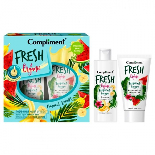 Compliment Fresh & Organic Tropical Energy №1641(Пена для ванн 200мл + скраб для тела 150мл+свеча)