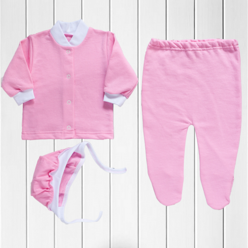 Комплект для малыша: рубашка, чепчик и ползунки арт.712г-розовый