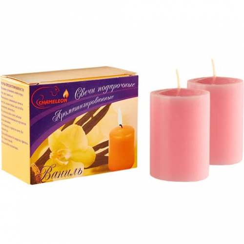 Свечи столбики (2шт.) с ароматом ванили, 40х60мм, подарочные
