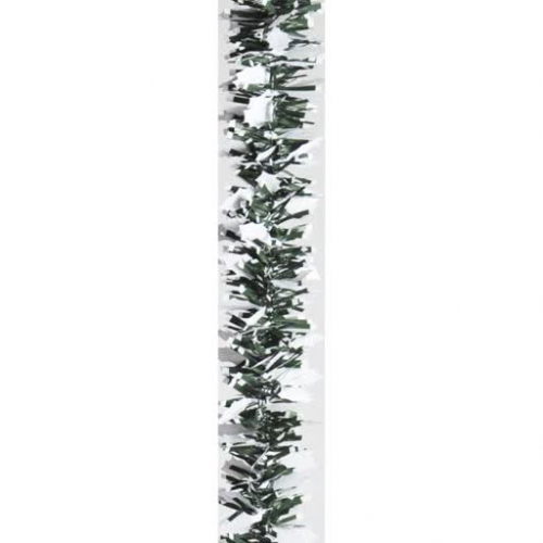 Мишура с листьями 60мм*2м бело-зеленая
