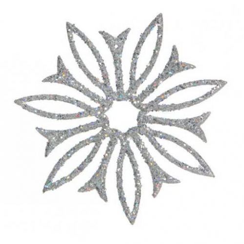 Снежный цветок 90мм глиттер серебро 3/пуч