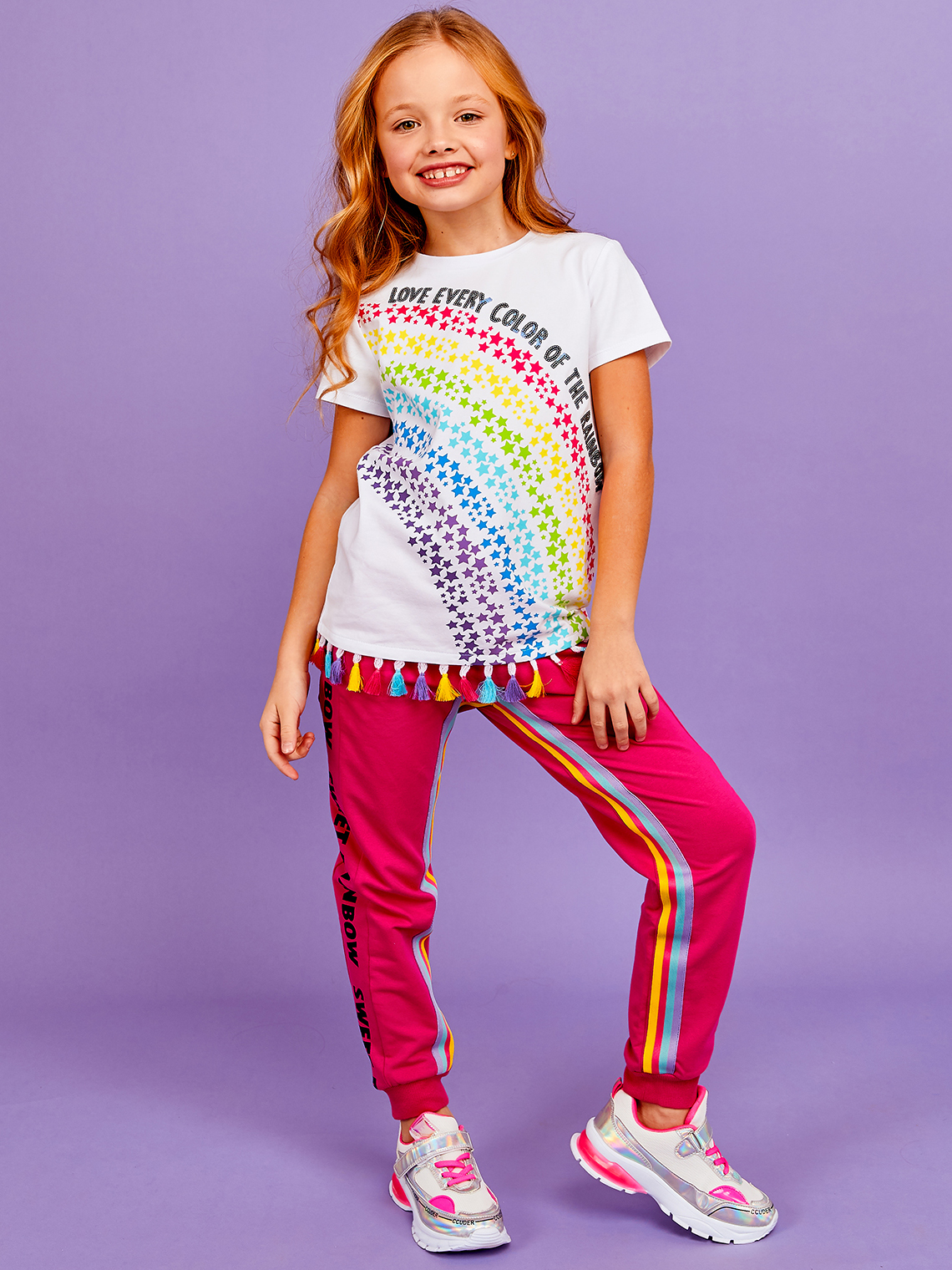 Брюки д/дев Juno SS21GJ536 Sweet Rainbow