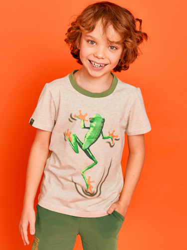 Фуфайка (футболка) д/мал Juno SS21BJ627 Chameleon бежевый меланж