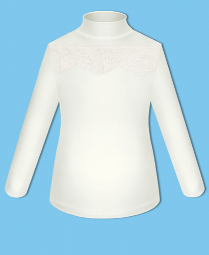 Школьная блузка молочного цвета с кружевом 83871-ДШ20