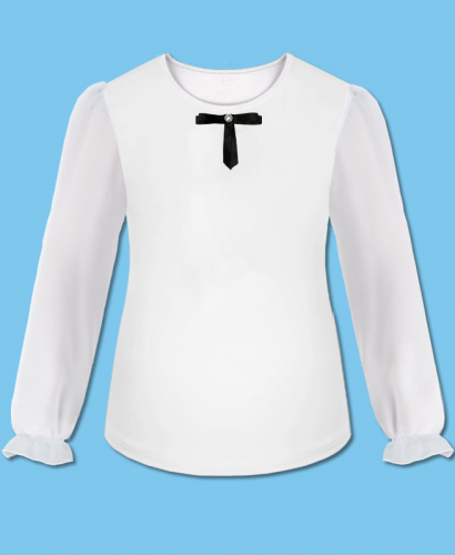 Белая блузка с бантом для школьницы 84401-ДШ20