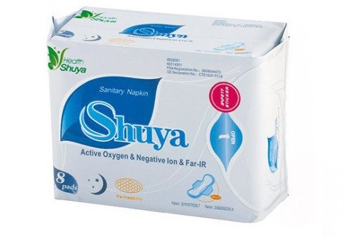 Гигиенические анионные прокладки Shuya ночные (синии), 8 шт
