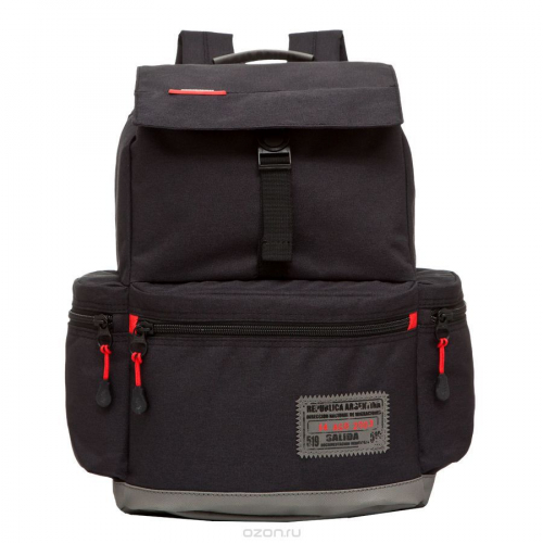 Рюкзак школьный Grizzly, артикул RU-614-1, цвет черный, материал текстиль, кожа иск