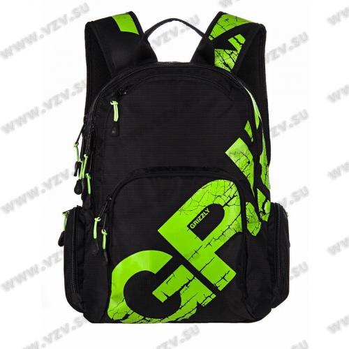 Рюкзак школьный Grizzly, артикул RU-423-1, цвет зеленый, материал текстиль